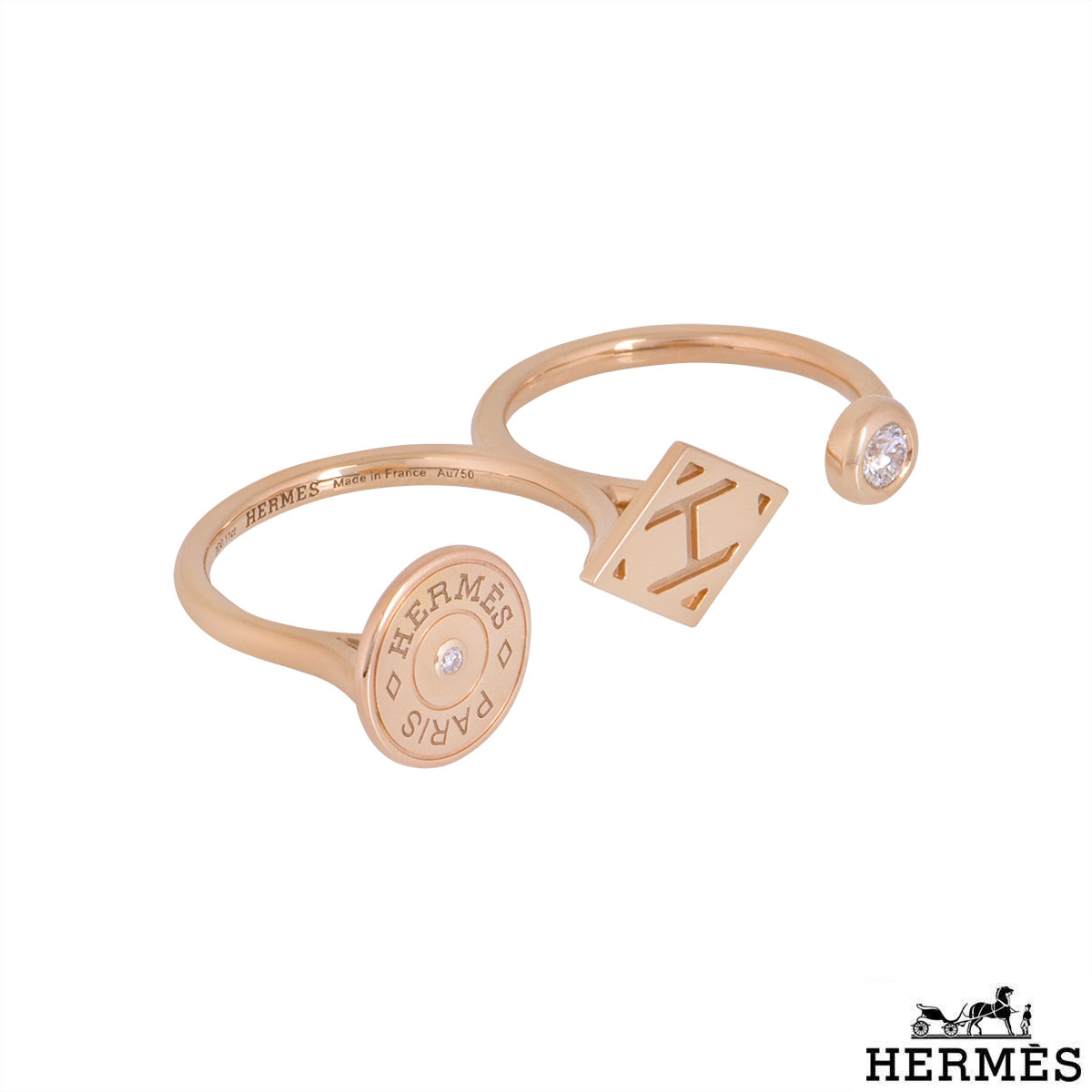 Hermés Rose Gold Gambade Double Ring | Rich Diamonds
